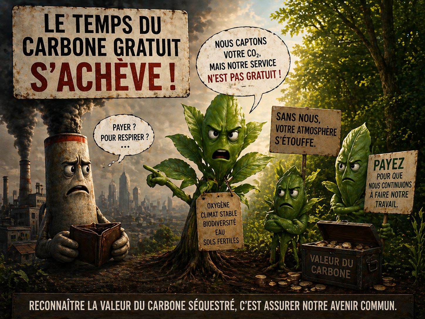 Illustration symbolique sur la fin du carbone gratuit