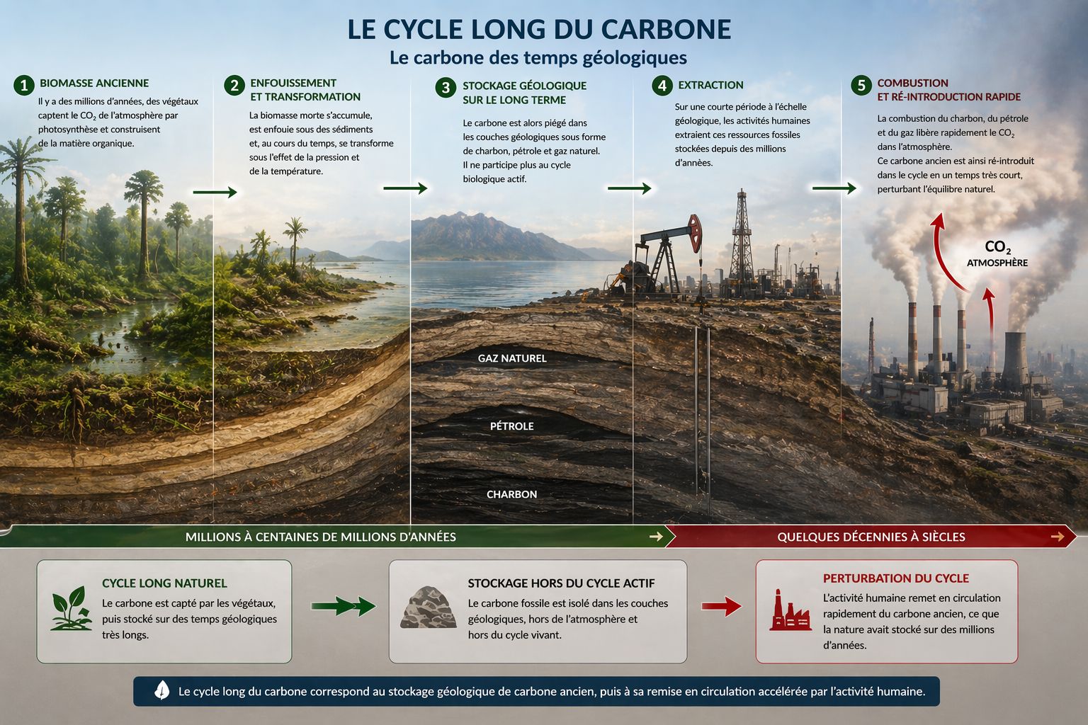 Illustration du cycle long du carbone